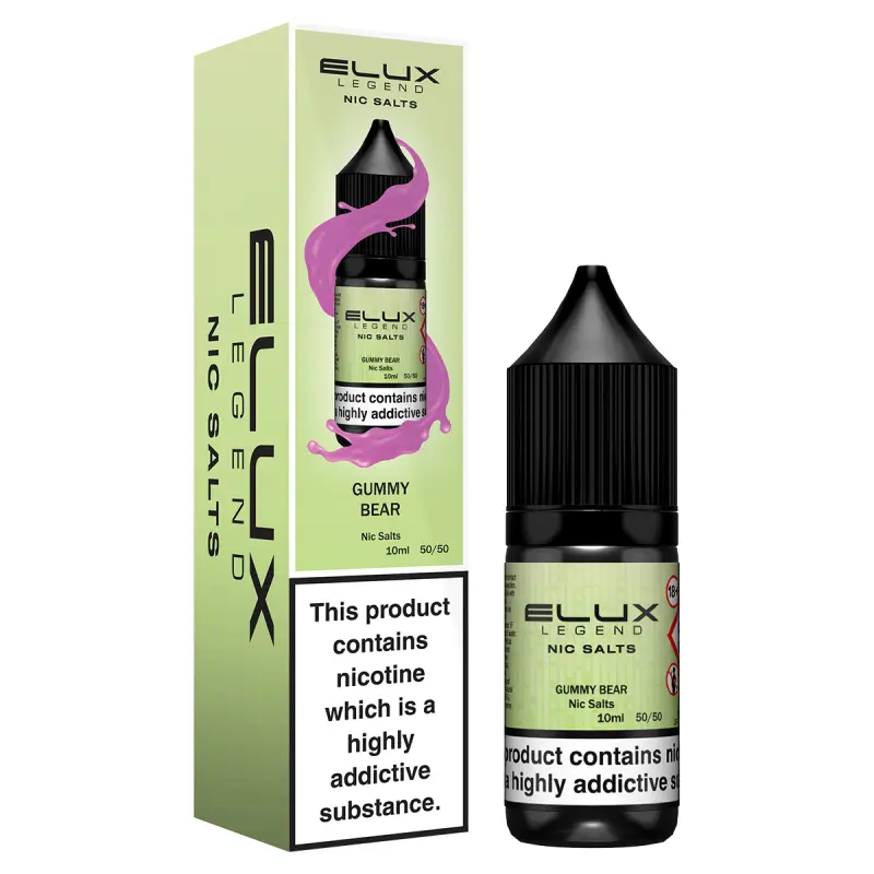 elux-legend-nic-salts-gummy-bear-10ml64d6b116a85f1 Gummy Bear Nic Salt E-Liquid by Elux Legend 10ml - Image 1